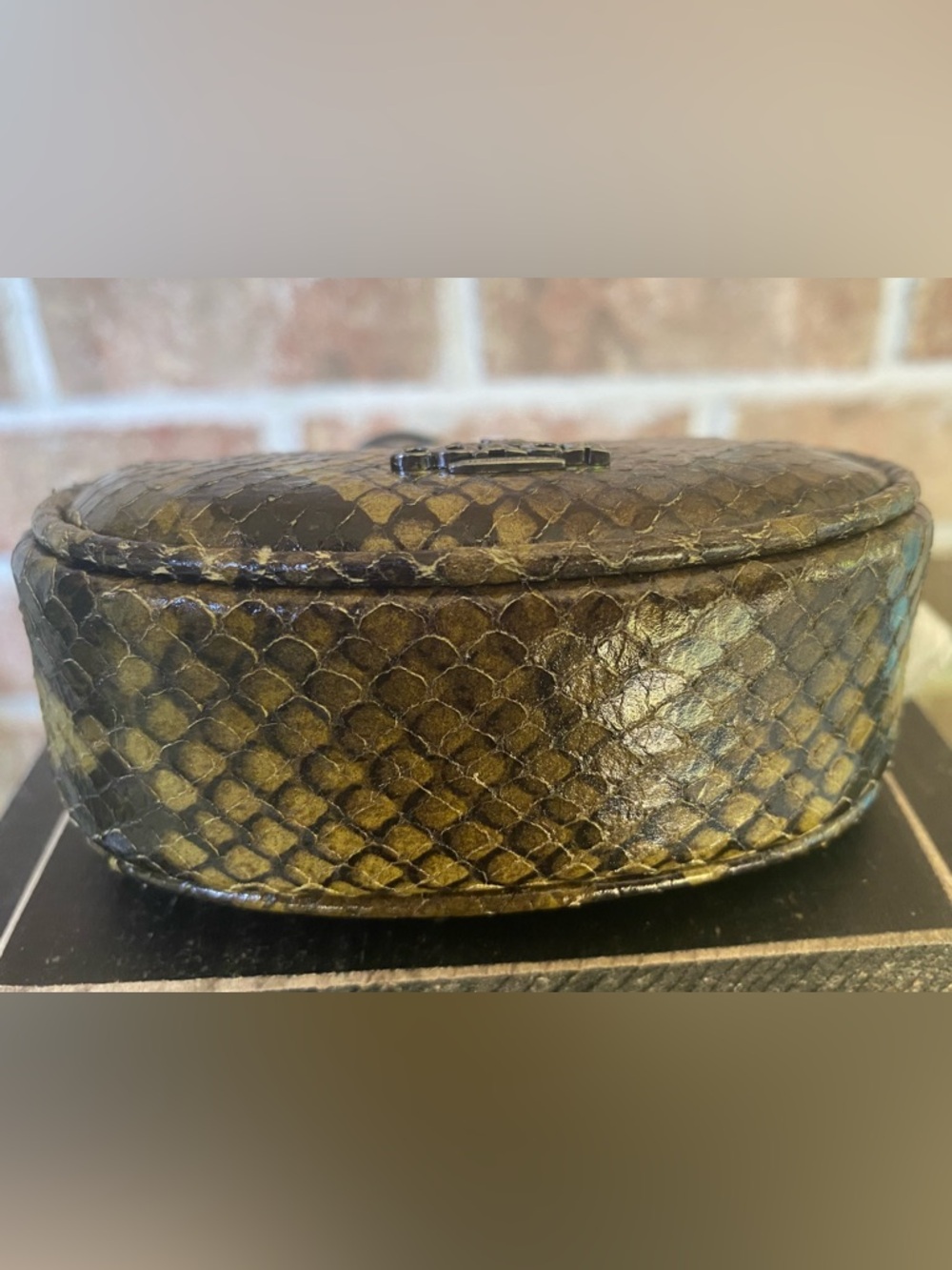 Coach Python-Embossed Leather Coin Purse Keychain HTF - Picture 7 of 7